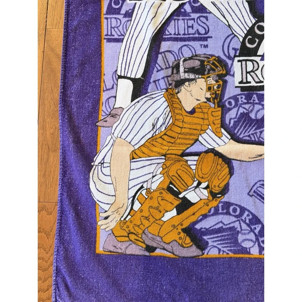 Vintage 90s‎ Colorado Rockies MLB Beach Towel Franco Mfg Rookie League